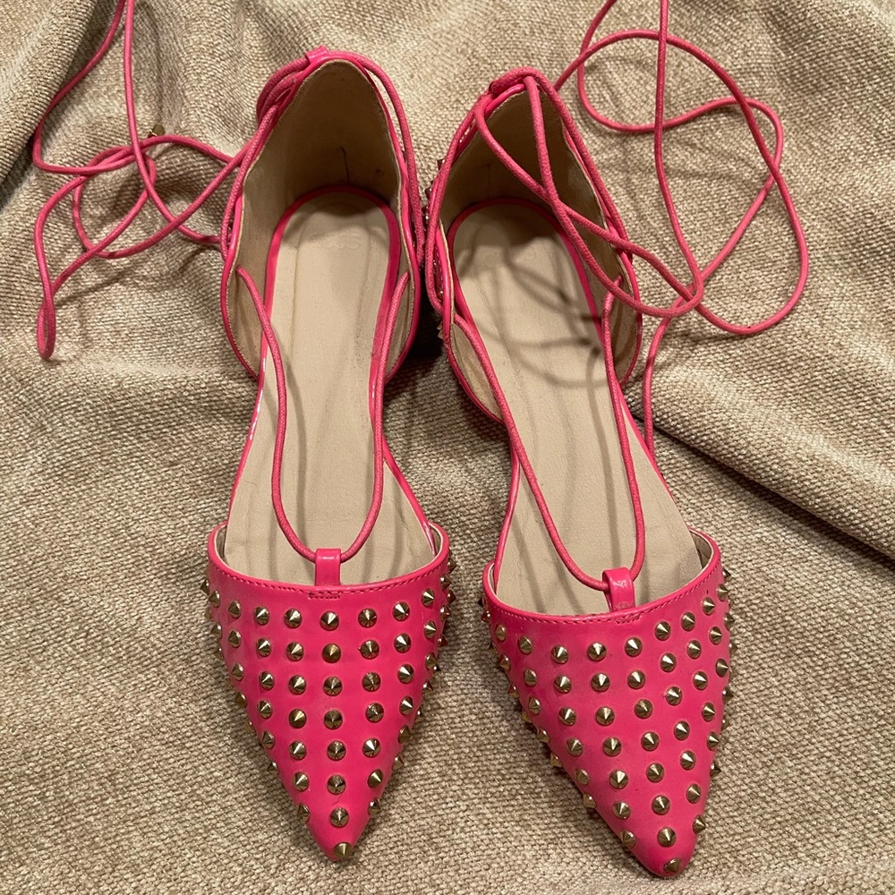 ASOS hot pink studded flats